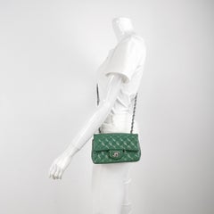 Chanel Classic Flap Rectangular Mini Green Patent Leather Silver Hardware 2016