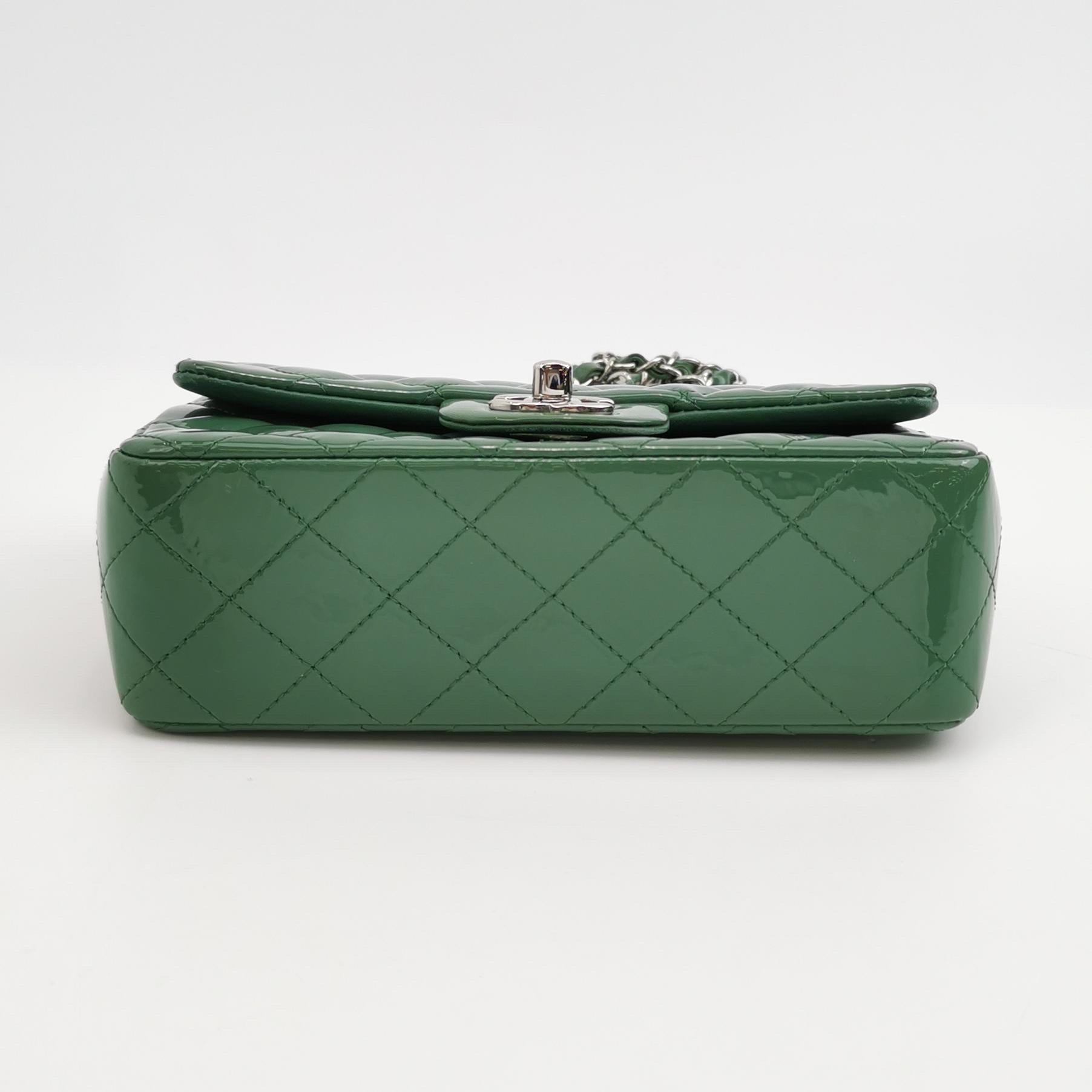 Chanel Classic Flap Rettangolare Mini Greene & Greene Silver Hardware 2016 In condizioni buone in vendita a AUBERVILLIERS, FR