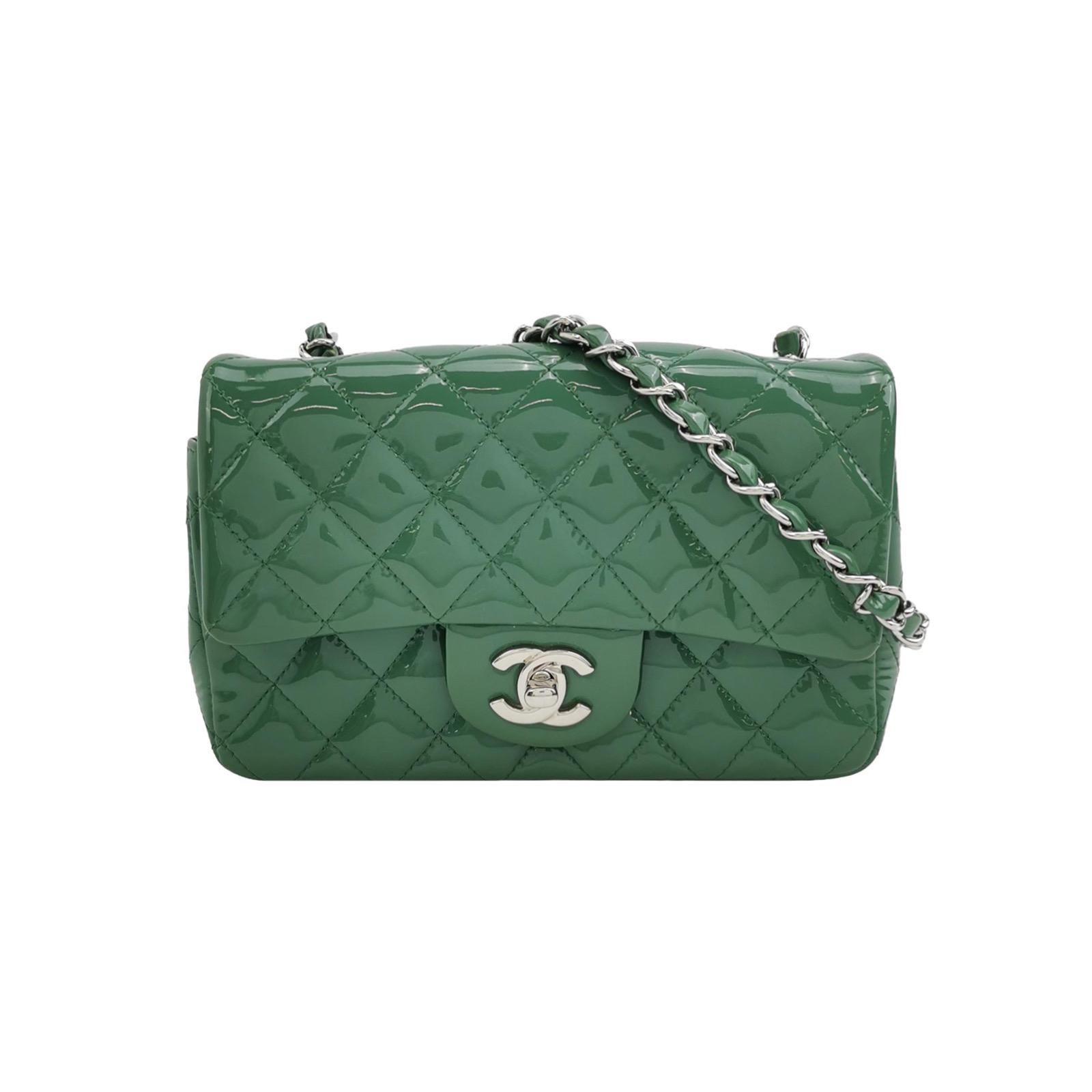 Chanel Classic Flap Rettangolare Mini Greene & Greene Silver Hardware 2016 in vendita