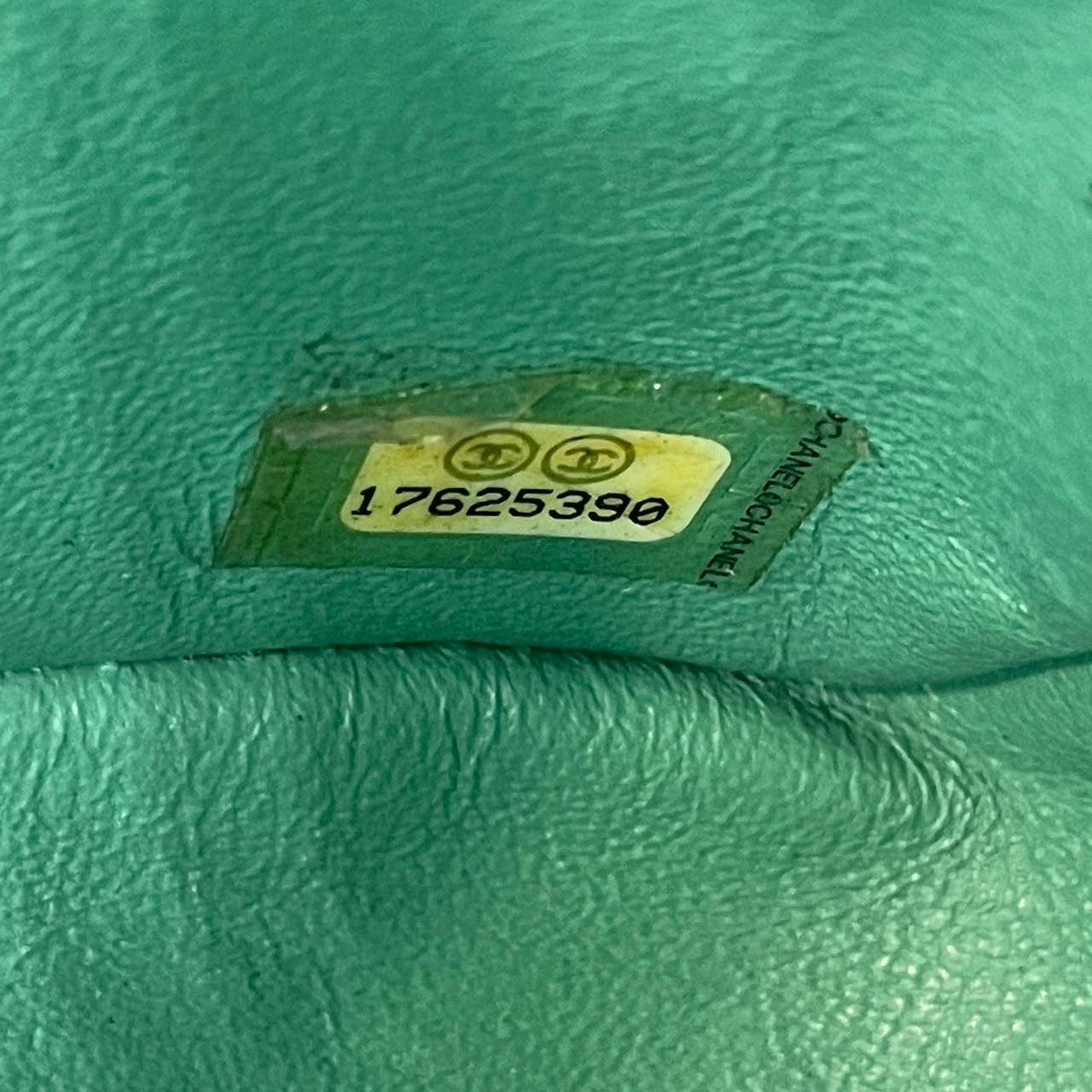 Chanel Classic Flap Rectangular Mini Green Patent Leather Silver HW 7