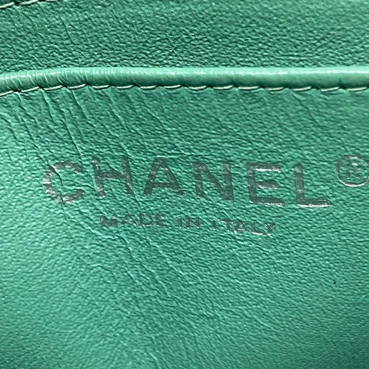 Chanel Classic Flap Rectangular Mini Green Patent Leather Silver HW 8