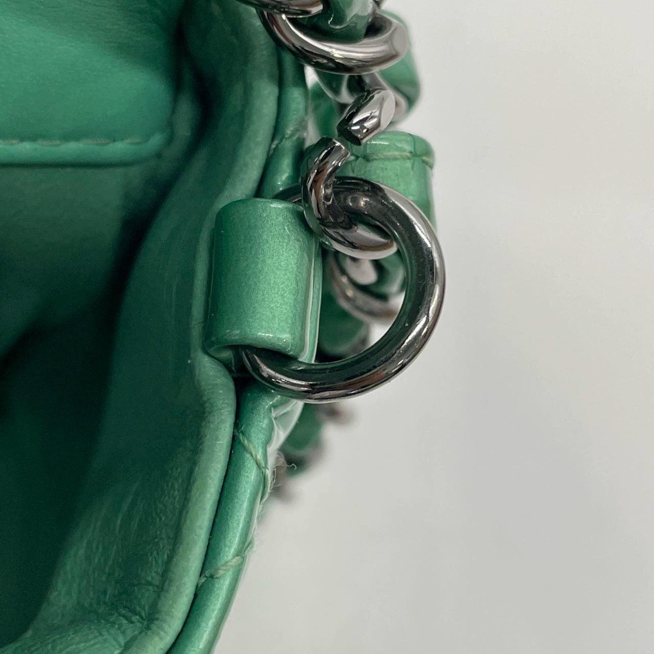 Chanel Classic Flap Rectangular Mini Green Patent Leather Silver HW 11