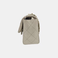 Chanel Classic Flap Rectangular Mini Grey Lambskin Leather Gold Hardware
