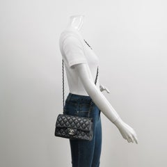 Chanel Classic Flap Rectangular Mini Gunmetal Grey Caviar Leather Crossbody Bag