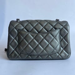 Chanel Classic Flap Rectangular Mini Metallic Grey Lambskin Silver Hardware