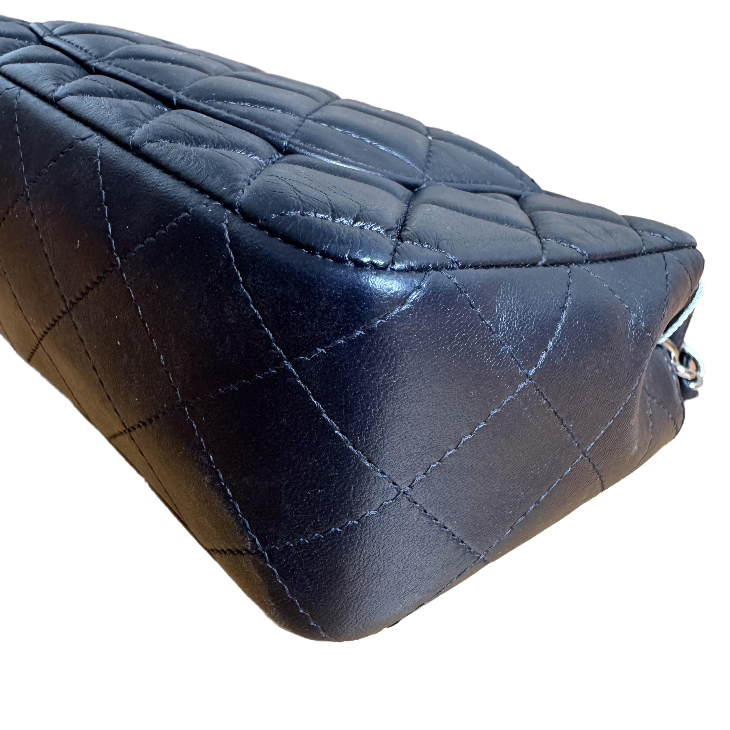 Chanel Classic Flap rectangulaire Mini Midnight Navy en cuir d'agneau 2012 en vente 5