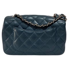 Chanel Classic Flap Rectangular Mini Navy Caviar Leather Silver Hardware 2015-16