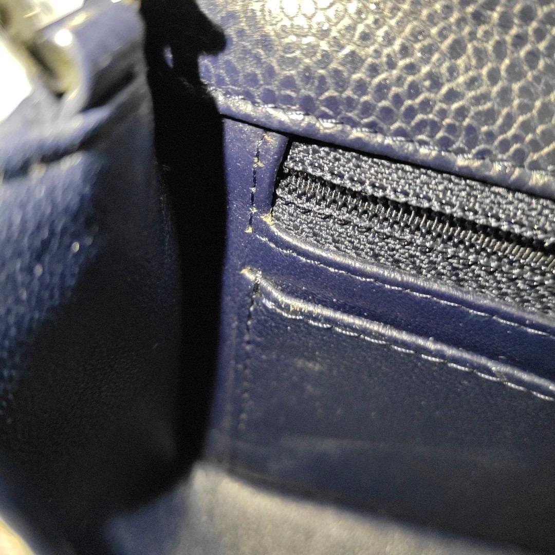 Chanel Classic Flap Rectangular Mini Navy Caviar Leather Silver Hardware 6