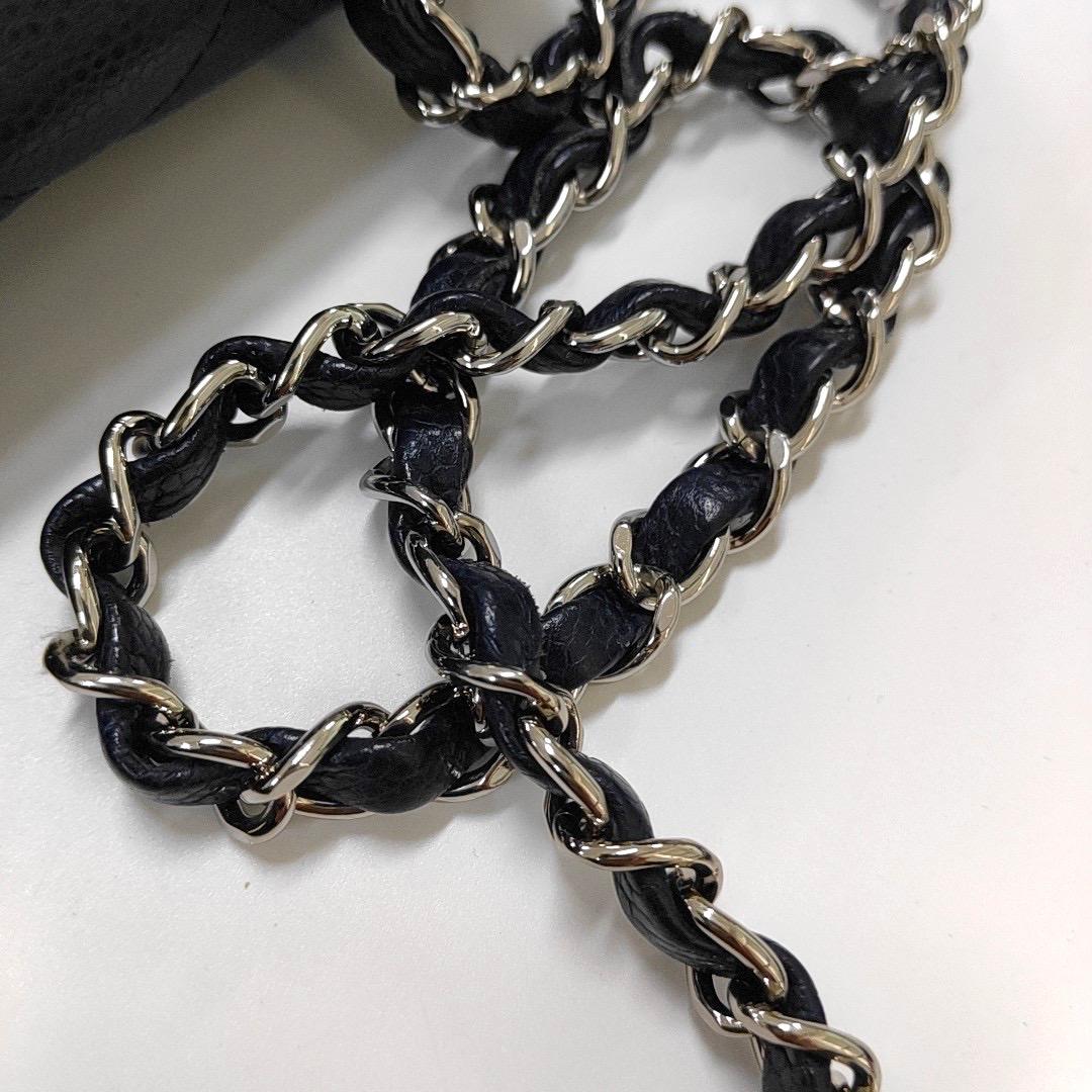 Chanel Classic Flap Rectangular Mini Navy Caviar Leather Silver Hardware 7