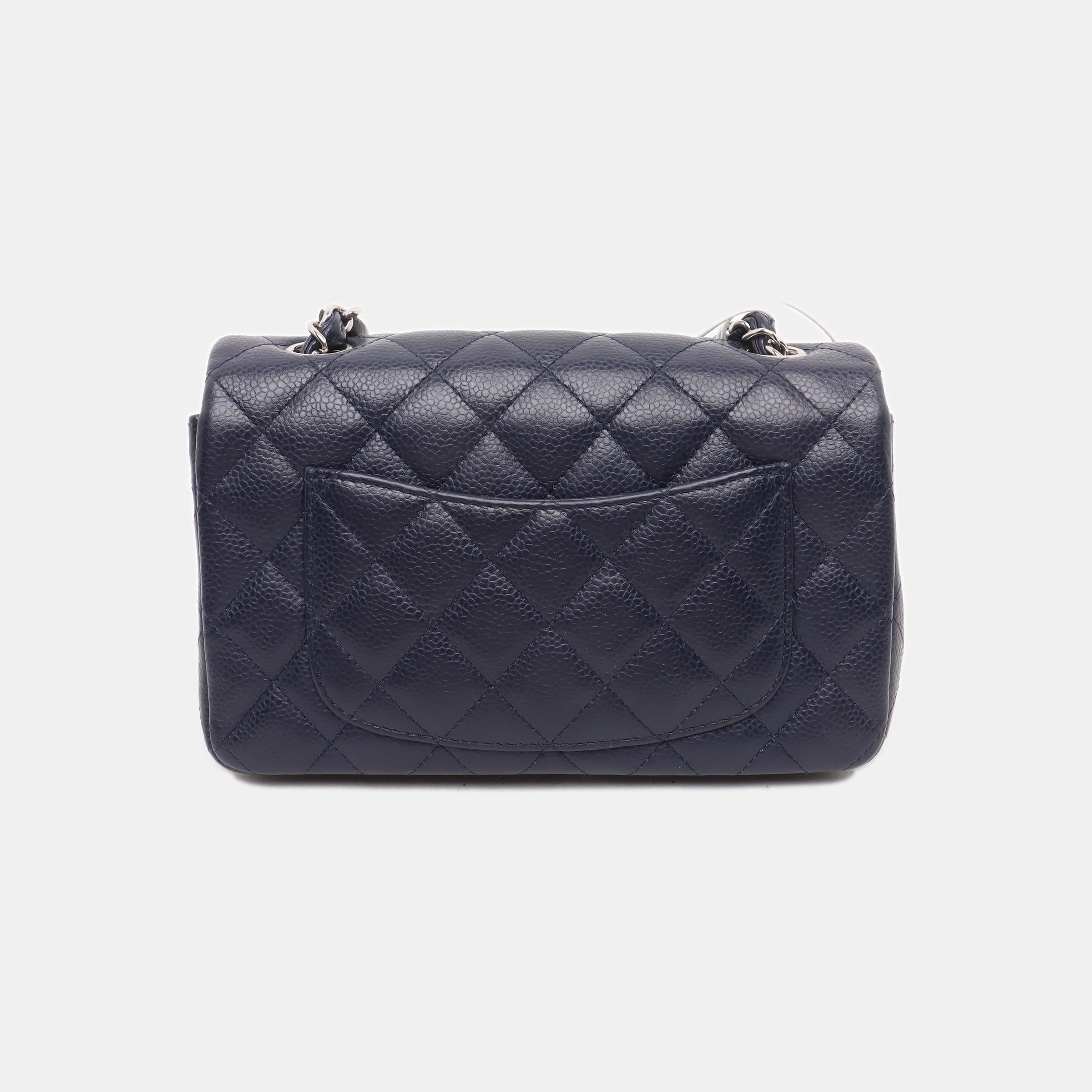 Women's Chanel Classic Flap Rectangular Mini Navy Caviar Leather Silver Hardware
