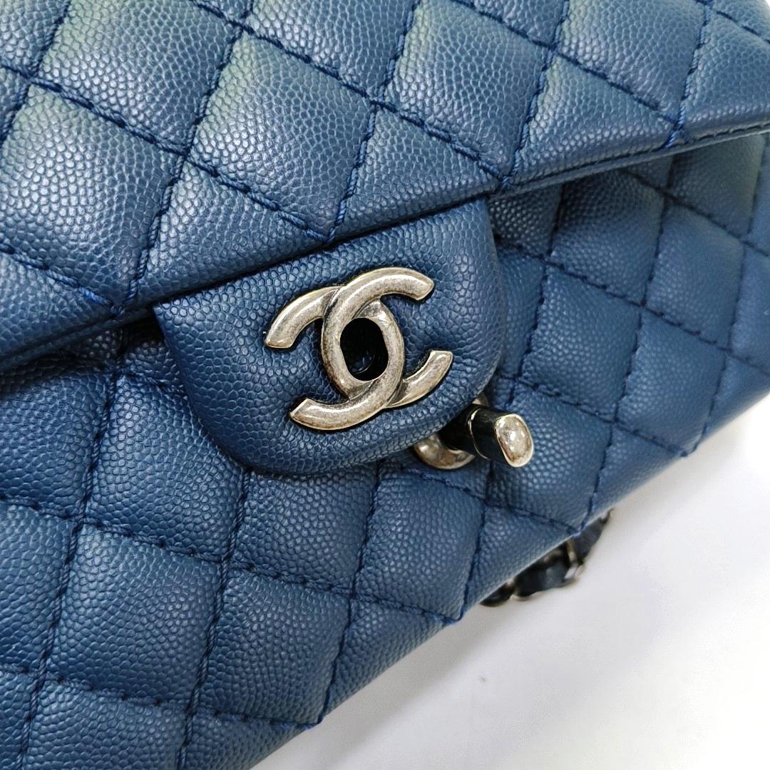 Chanel Classic Flap Rectangular Mini Navy Caviar leather Silver Hardware 3