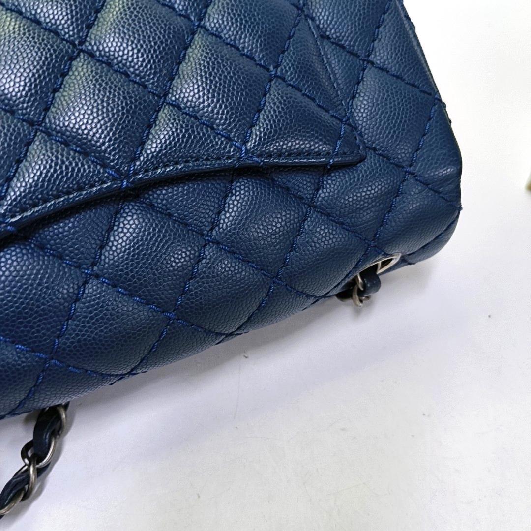 Chanel Classic Flap Rectangular Mini Navy Caviar leather Silver Hardware 4