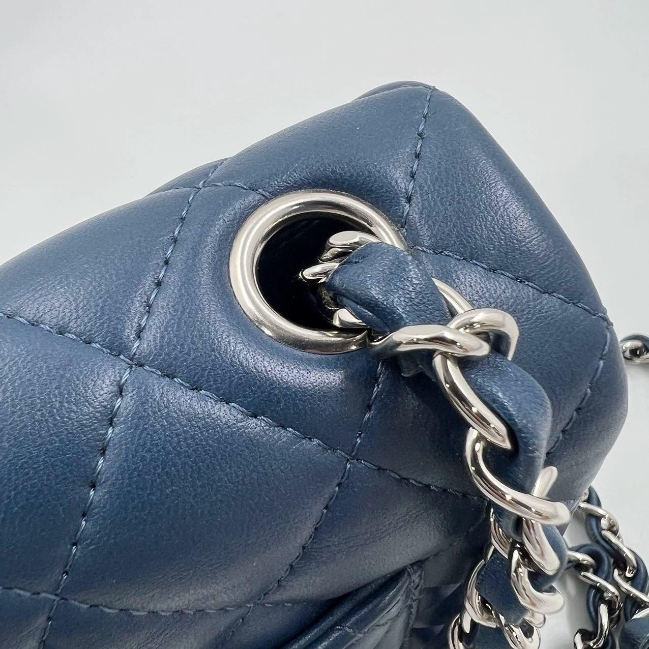 Chanel Classic Flap Rectangular Mini Navy Lambskin, 2019 For Sale 10