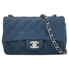 Chanel Classic Flap Rectangular Mini Navy Lambskin, 2019