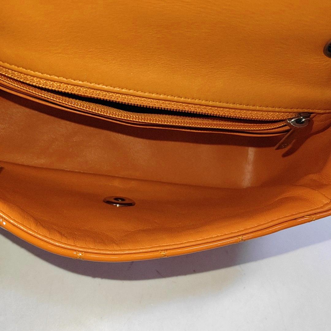 Chanel Classic Flap Rectangular Mini Orange Patent Leather Silver HW 8