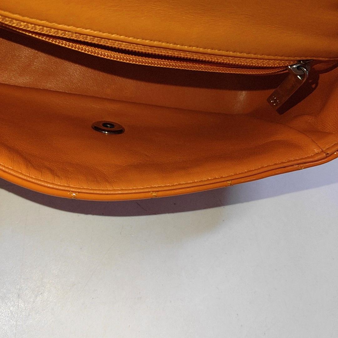 Chanel Classic Flap Rectangular Mini Orange Patent Leather Silver HW 9
