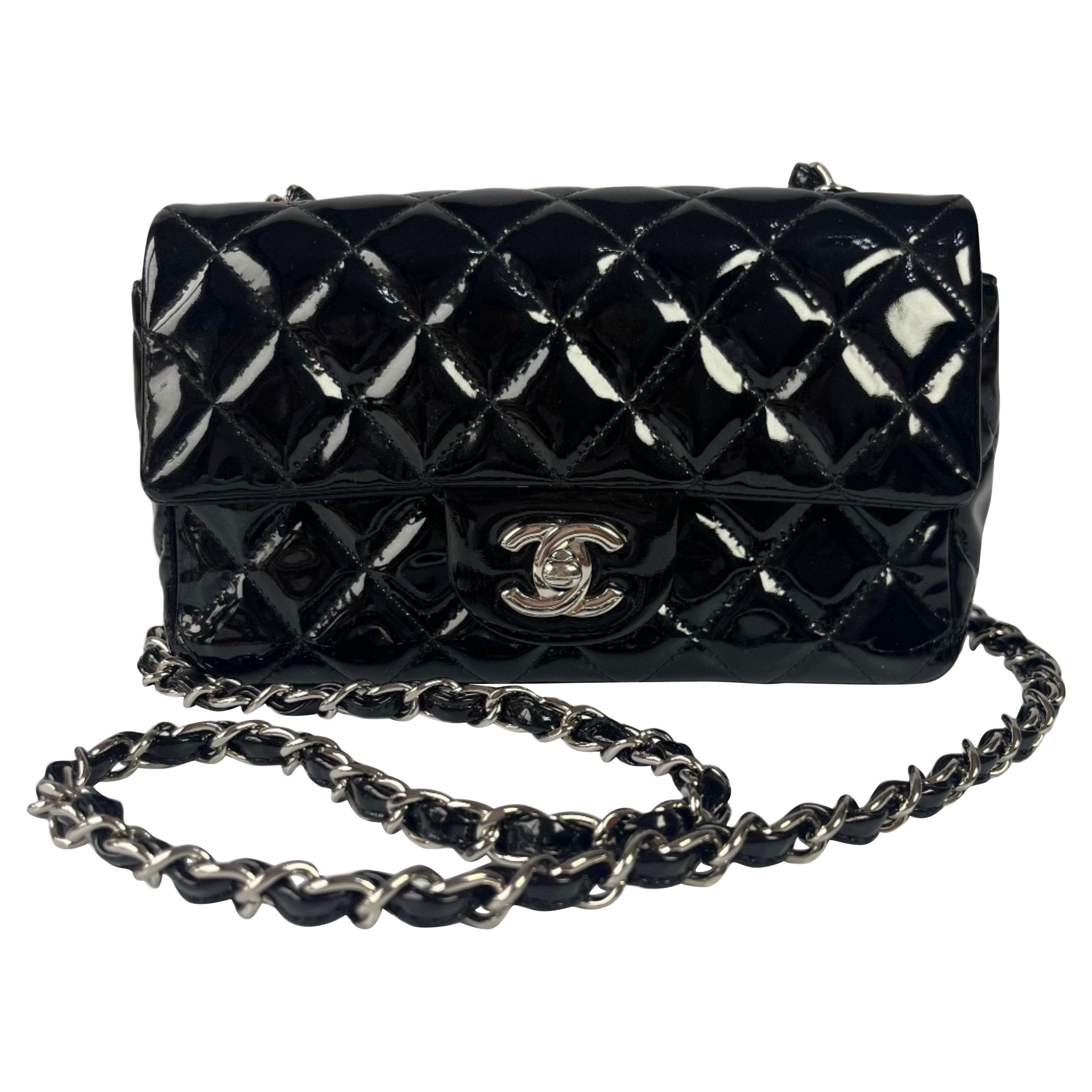 Chanel Classic Flap Rectangular Mini Patent Leather Silver Hardware, 2013-2014