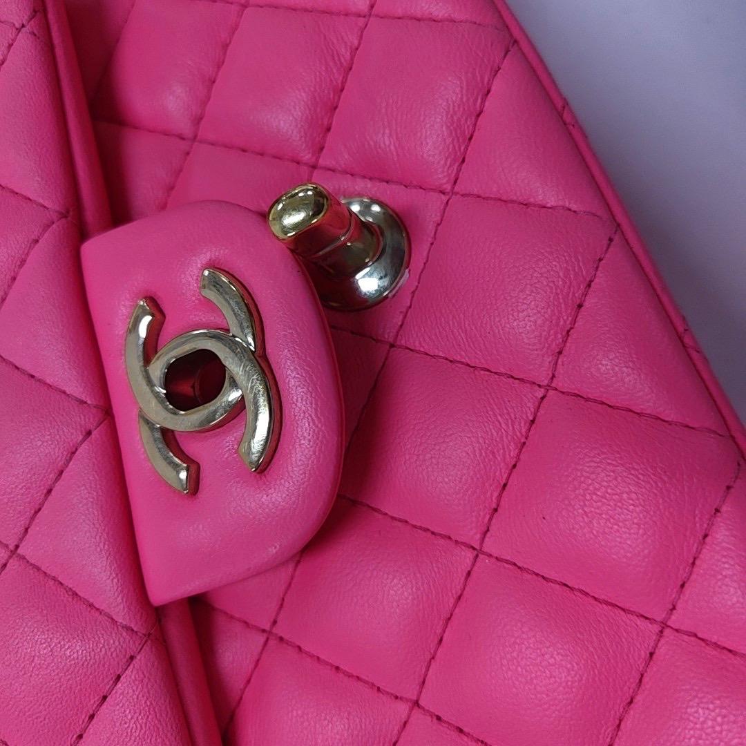 Chanel Classic Flap Rectangular Mini Pink Lambskin Gold Hardware For Sale 6
