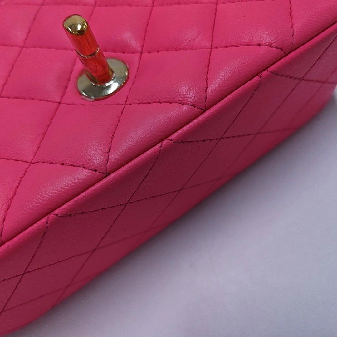 Chanel Classic Flap Rectangular Mini Pink Lambskin Gold Hardware For Sale 7