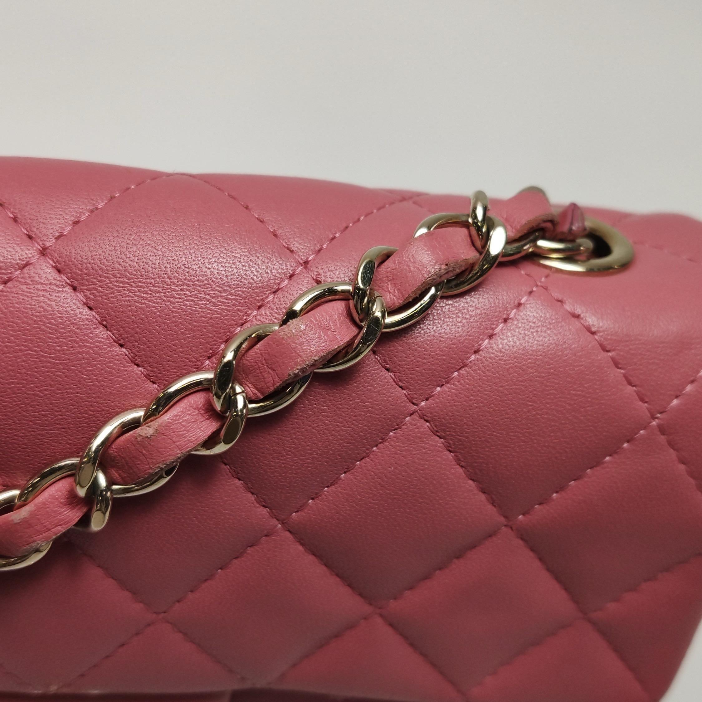 Chanel Classic Flap Rectangular Mini Pink Lambskin Leather Gold Hardware Charms 11
