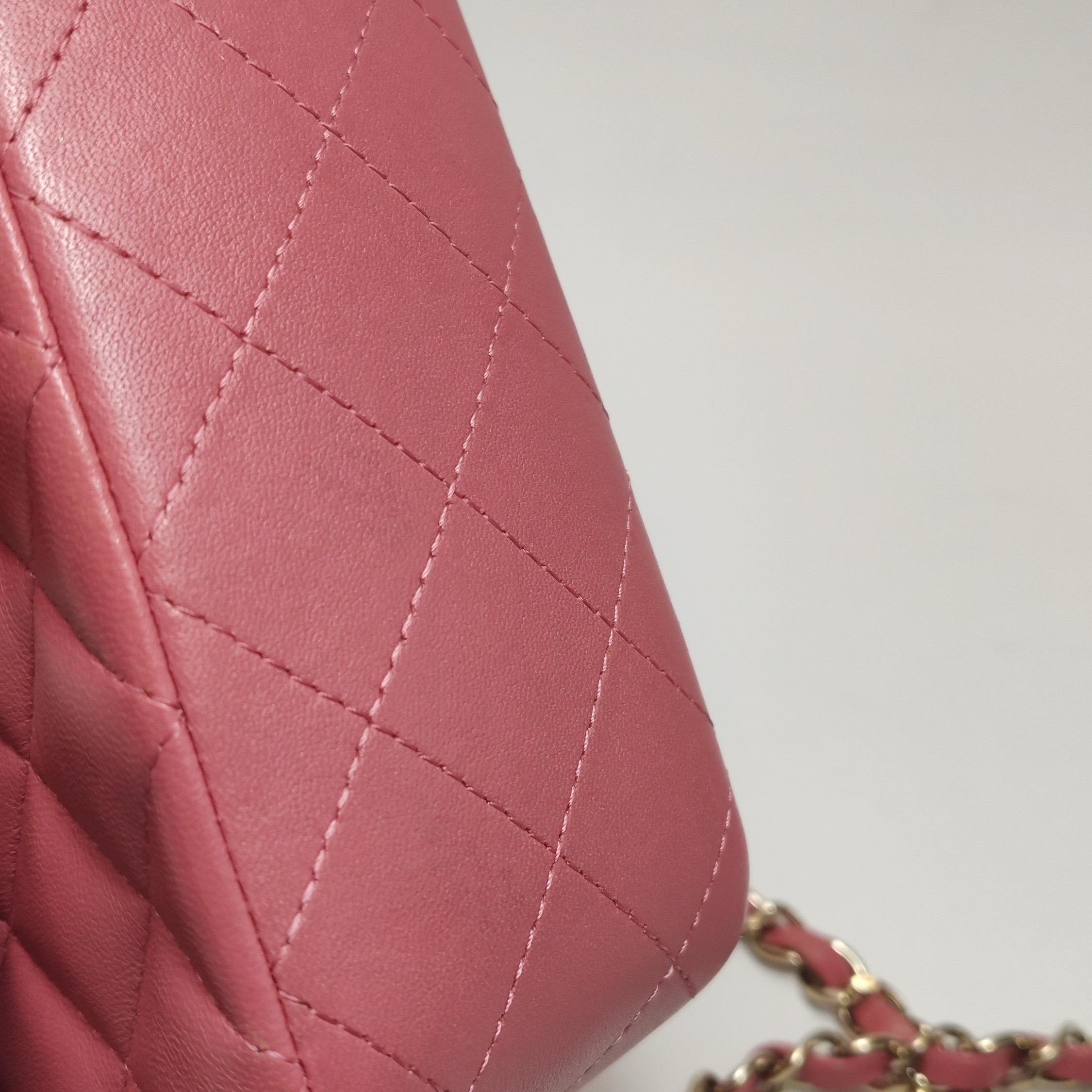 Chanel Classic Flap Rectangular Mini Pink Lambskin Leather Gold Hardware Charms 13