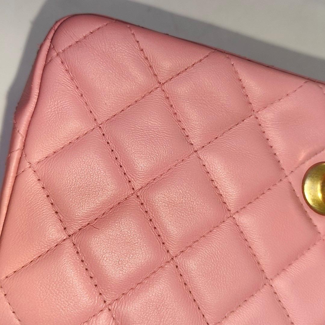 Chanel Classic Flap Rectangular Mini Pink Lambskin Leather Gold HW 7