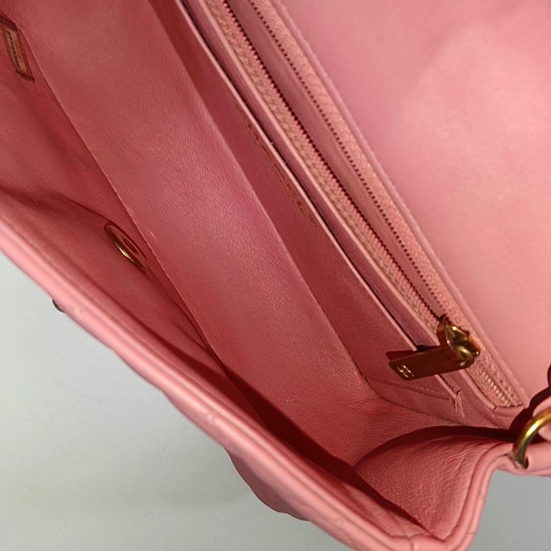 Chanel Classic Flap Rectangular Mini Pink Lambskin Leather Gold HW 8