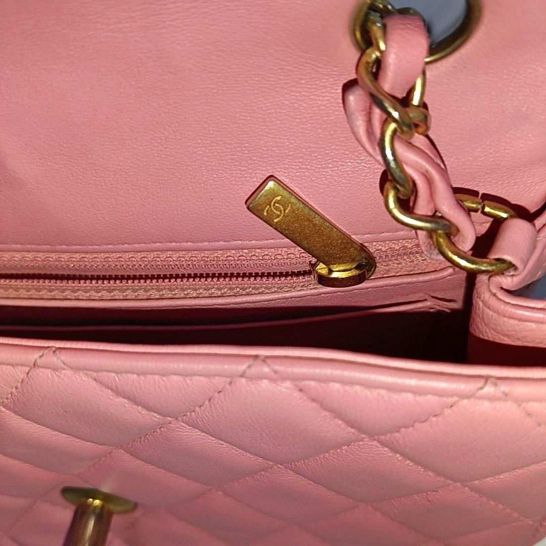 Chanel Classic Flap Rectangular Mini Pink Lambskin Leather Gold HW 9