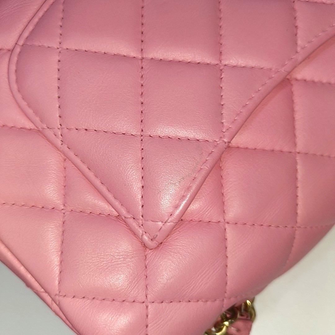 Chanel Classic Flap Rectangular Mini Pink Lambskin Leather Gold HW 14