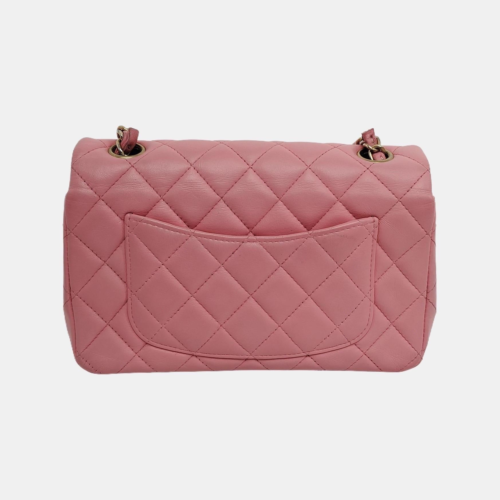 Women's Chanel Classic Flap Rectangular Mini Pink Lambskin Leather Gold HW
