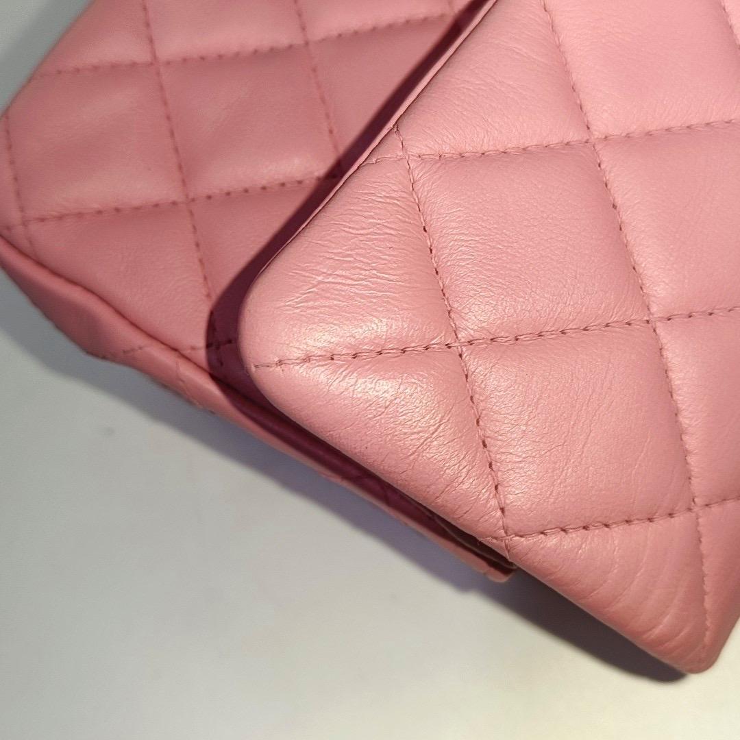 Chanel Classic Flap Rectangular Mini Pink Lambskin Leather Gold HW 5