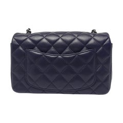 Chanel Classic Flap Rectangular Mini Purple Lambskin Silver Hardware