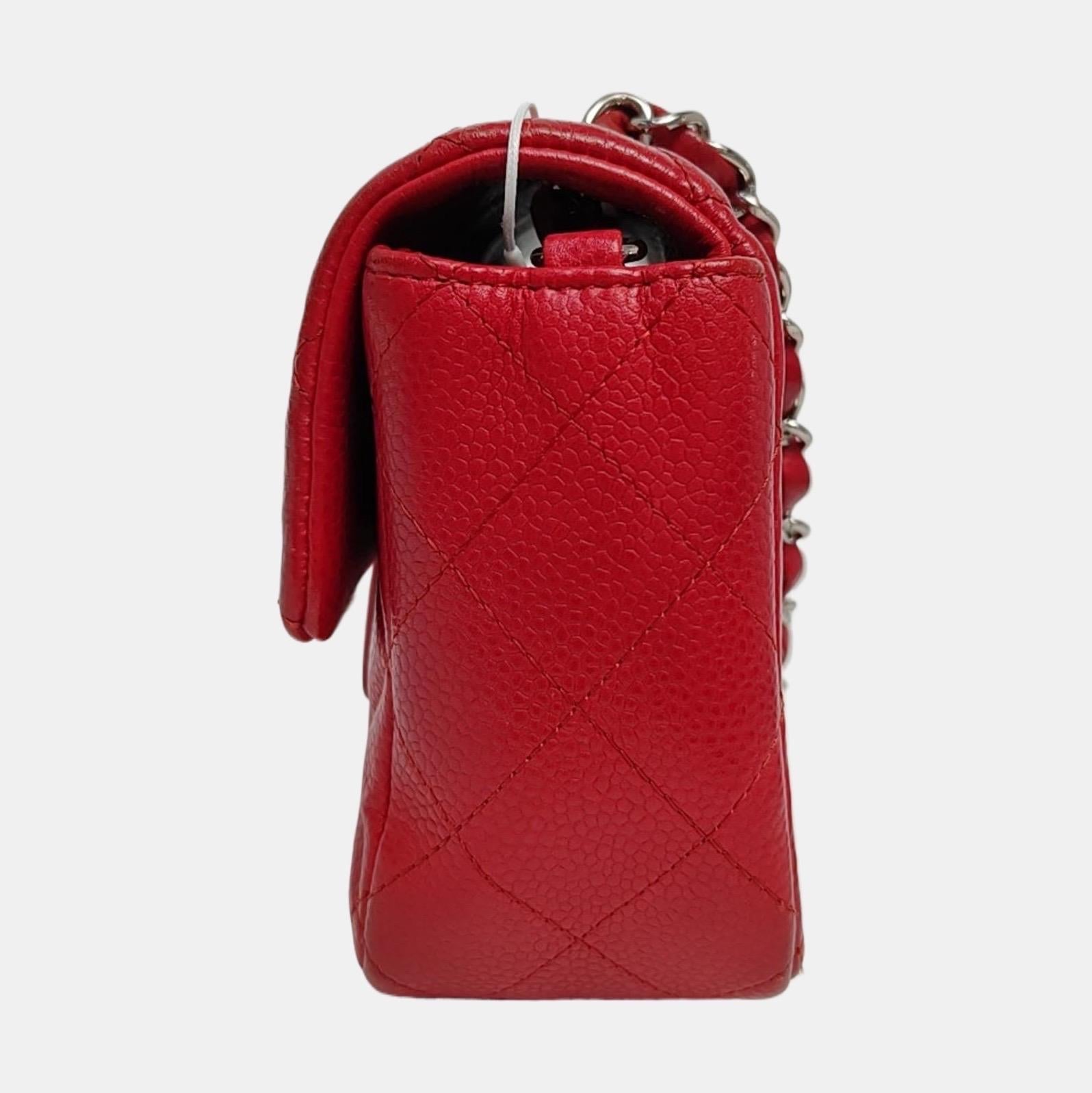 Chanel Classic Flap Rectangular Mini Red Caviar L… - image 13