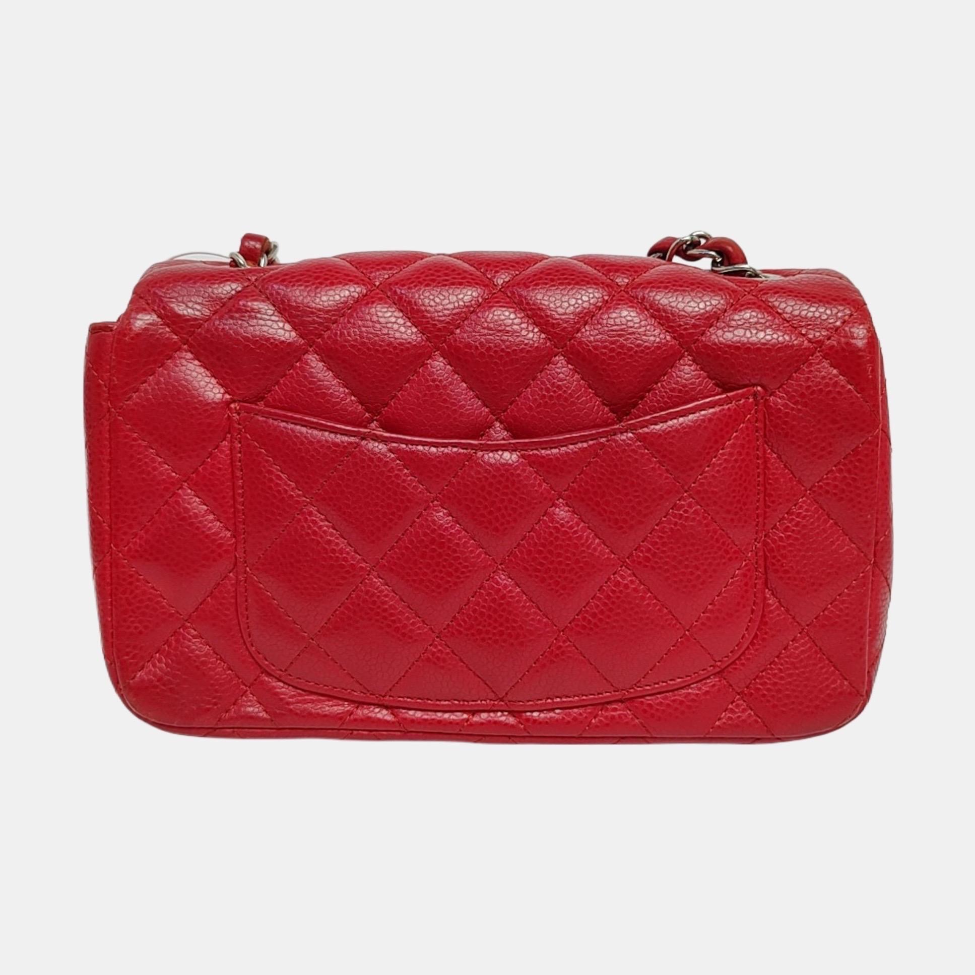 Chanel Classic Flap Rectangular Mini Red Caviar L… - image 3