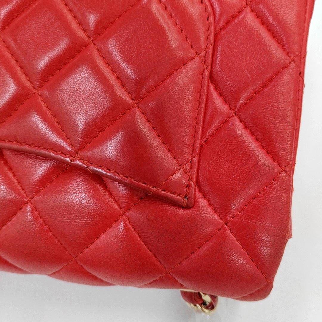 Chanel Classic Flap Rectangular Mini Red Lambskin Leather Gold-tone Hardware For Sale 5