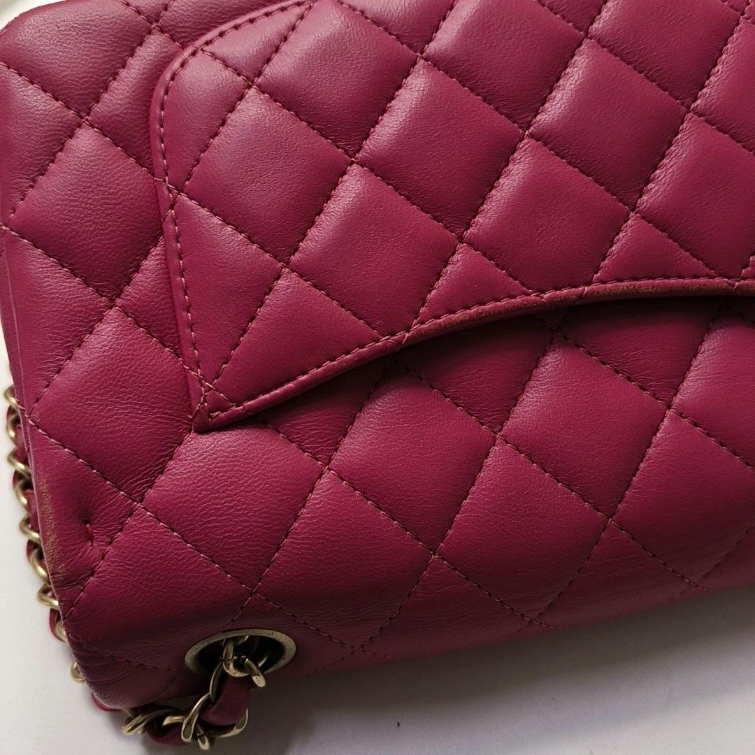Chanel Classic Flap Rectangular Mini Rose Pink Lambskin Gold Hardware 2012-13 en vente 7