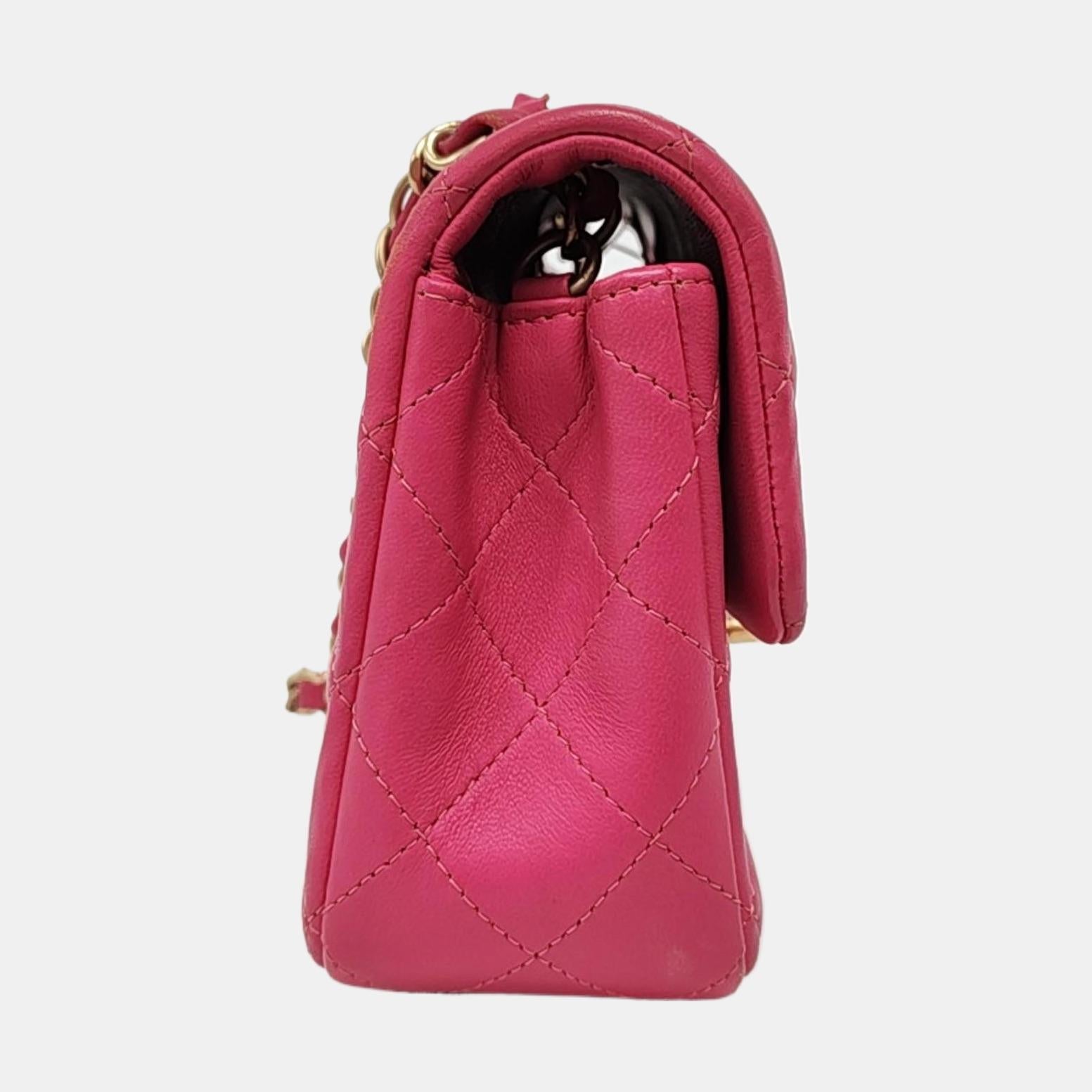 Chanel Classic Flap Rectangular Mini Rose Pink Lambskin Gold Hardware 2012-13 Pour femmes en vente