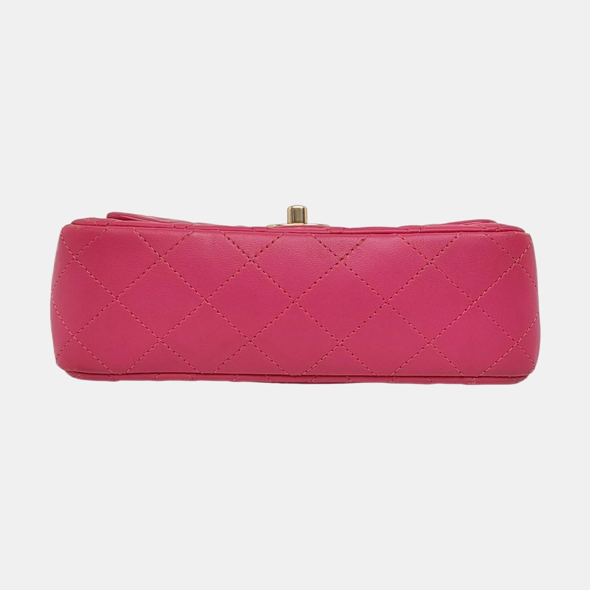 Chanel Classic Flap Rectangular Mini Rose Pink Lambskin Gold Hardware 2012-13 en vente 2