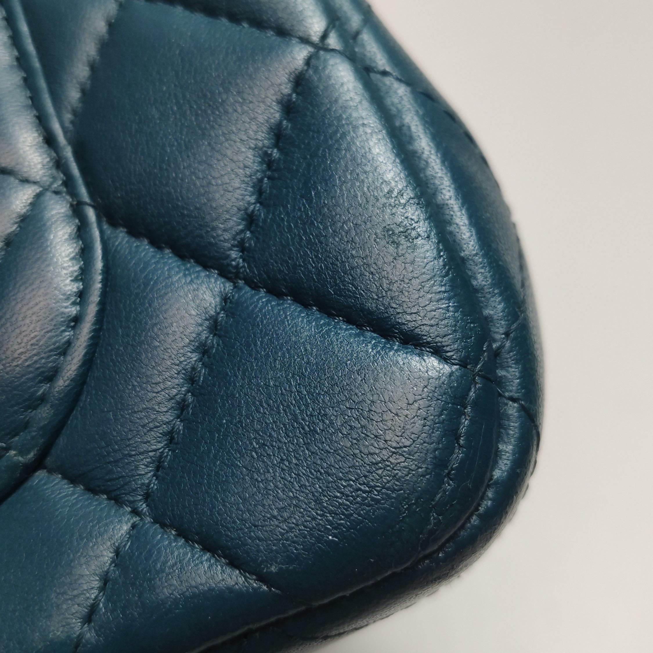 Chanel Classic Flap Rectangular Mini Teal Green Lambskin 2020 in vendita 7