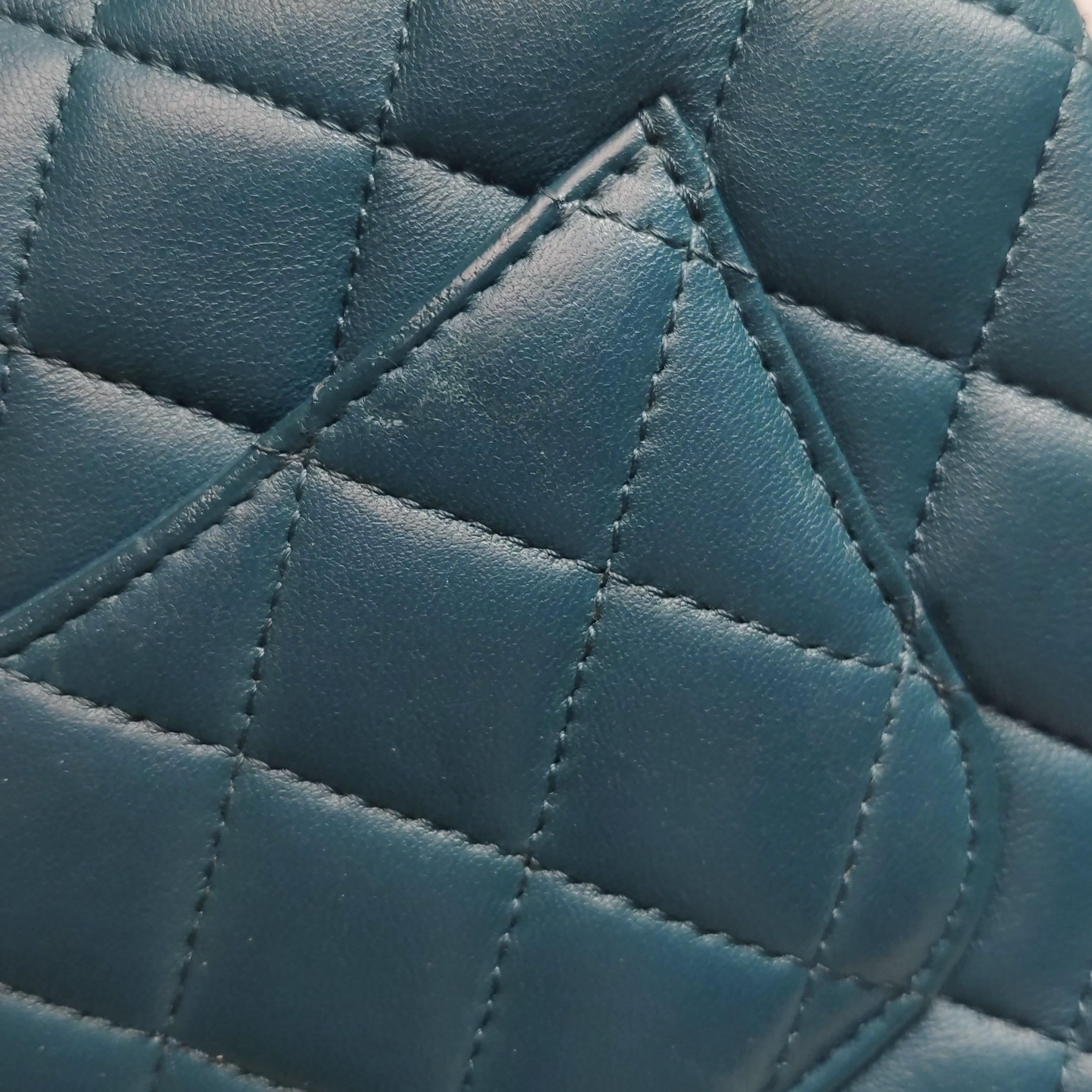 Chanel Classic Flap Rectangular Mini Teal Green Lambskin 2020 in vendita 9