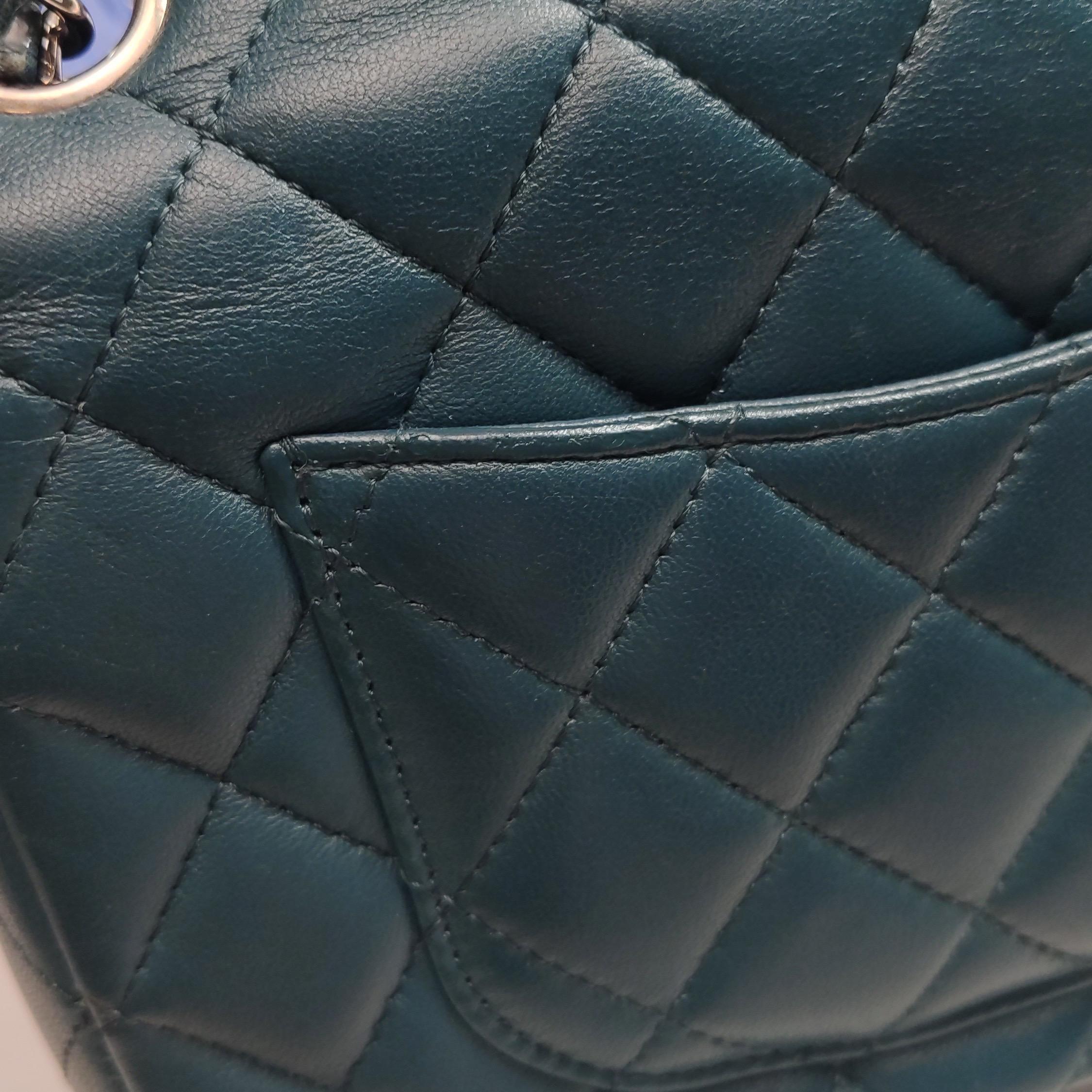Chanel Classic Flap Rectangular Mini Teal Green Lambskin 2020 in vendita 10