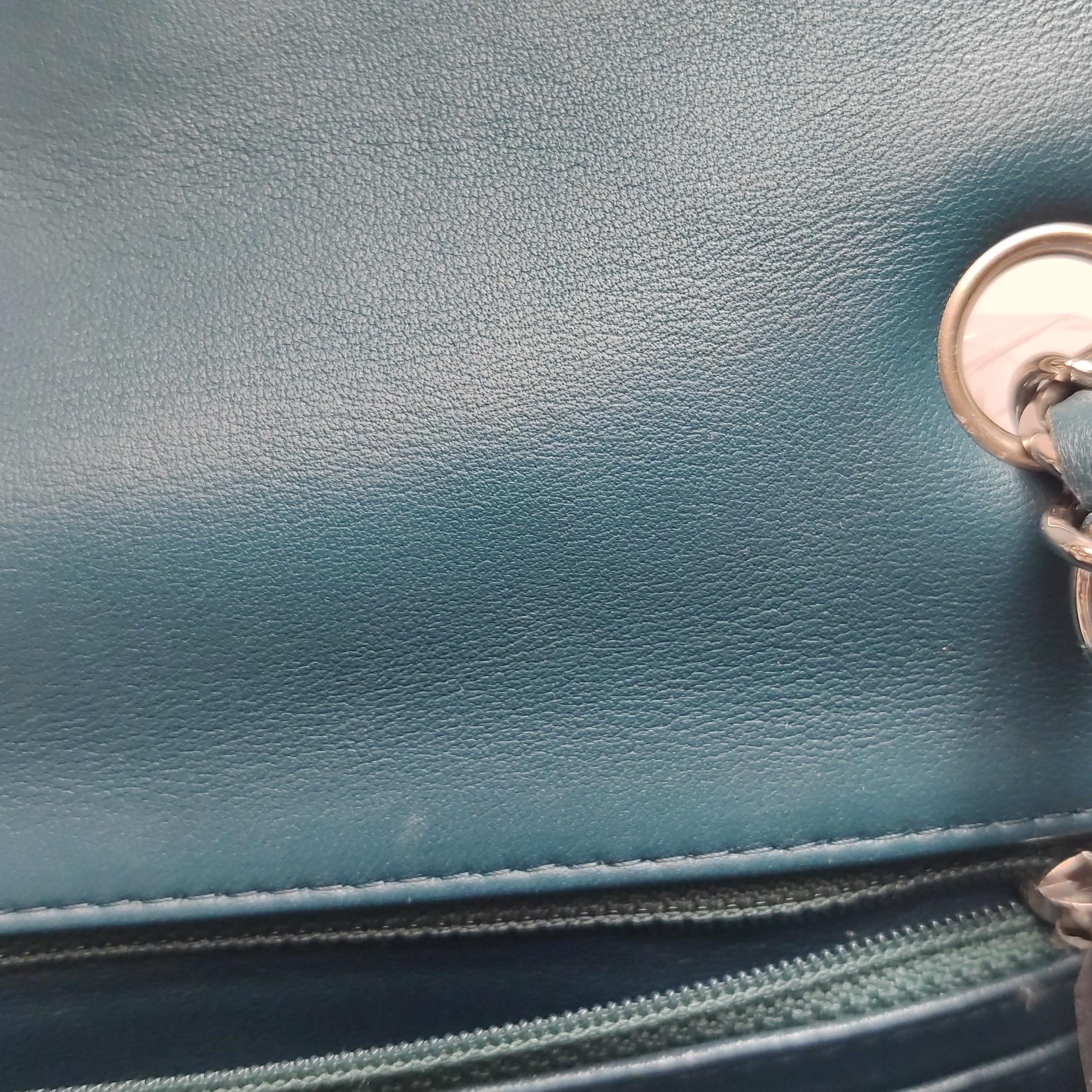 Chanel Classic Flap Rectangular Mini Teal Green Lambskin 2020 in vendita 13
