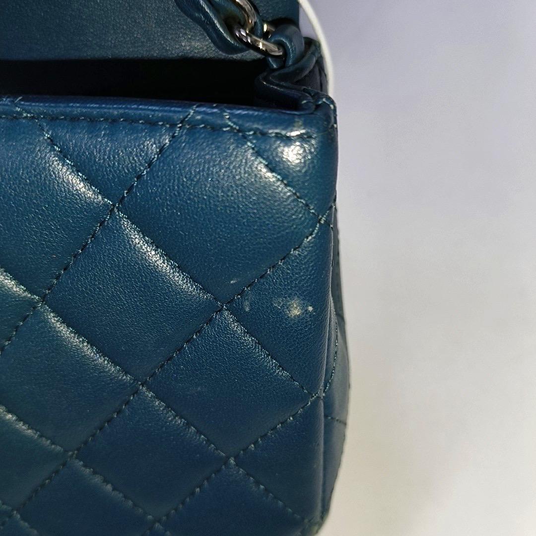 Chanel Classic Flap Rectangular Mini Teal Green Lambskin 2020 en vente 3