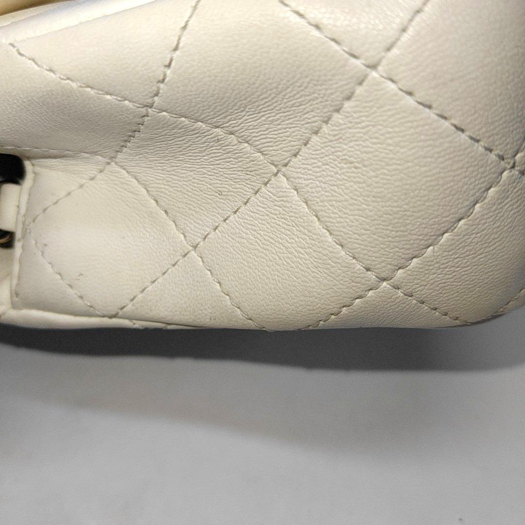 Chanel Classic Flap Rectangular Mini White Lambskin Pearl Crush Gold Ball Chain 5