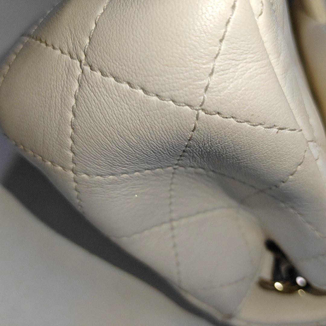 Chanel Classic Flap Rectangular Mini White Lambskin Pearl Crush Gold Ball Chain 6