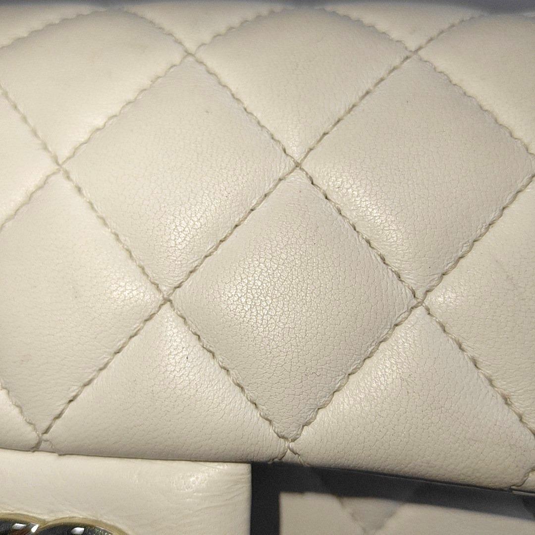 Chanel Classic Flap Rectangular Mini White Lambskin Pearl Crush Gold Ball Chain 3