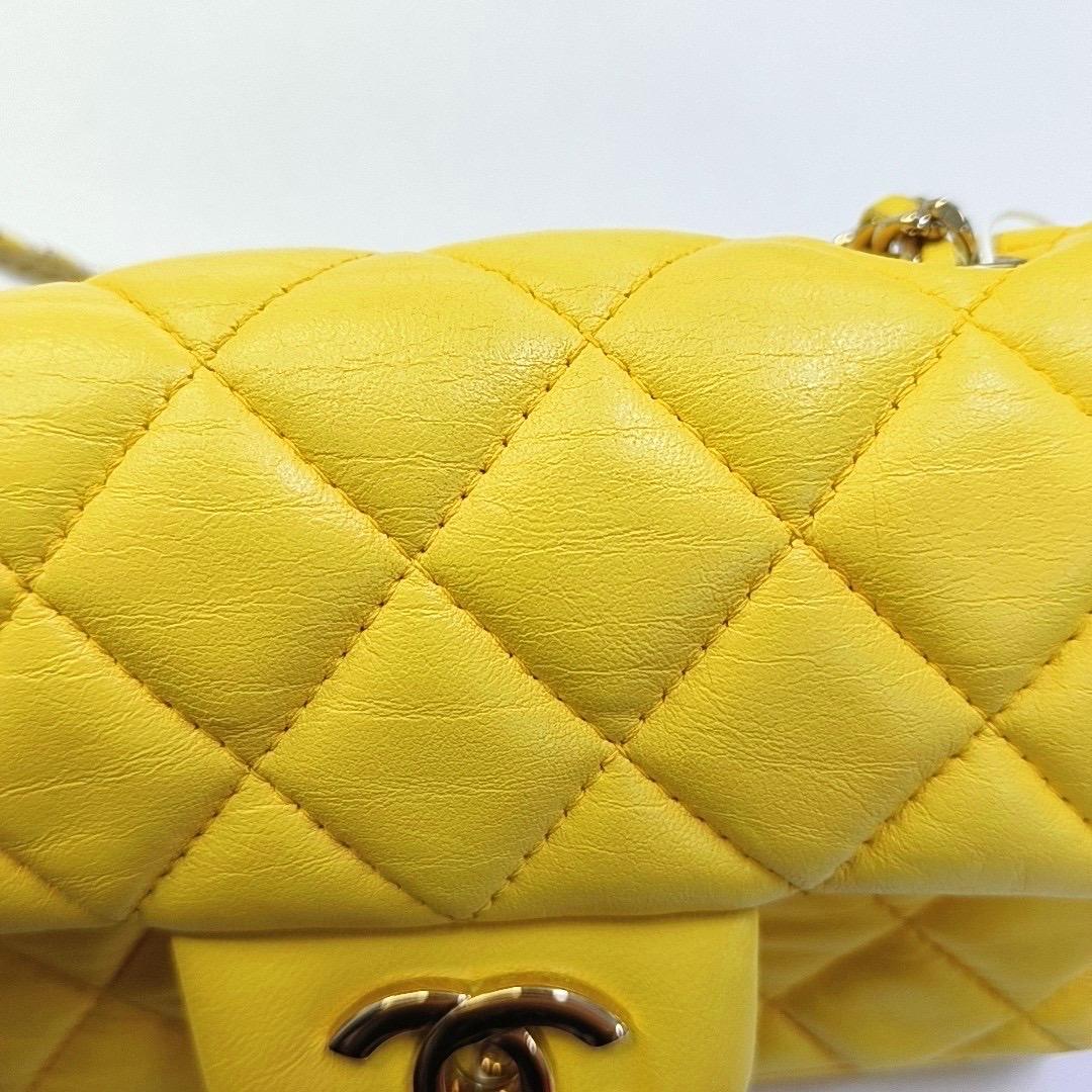 Chanel Classic Flap Extra Super Mini Yellow Lambskin Gold Hardware, 2011 5