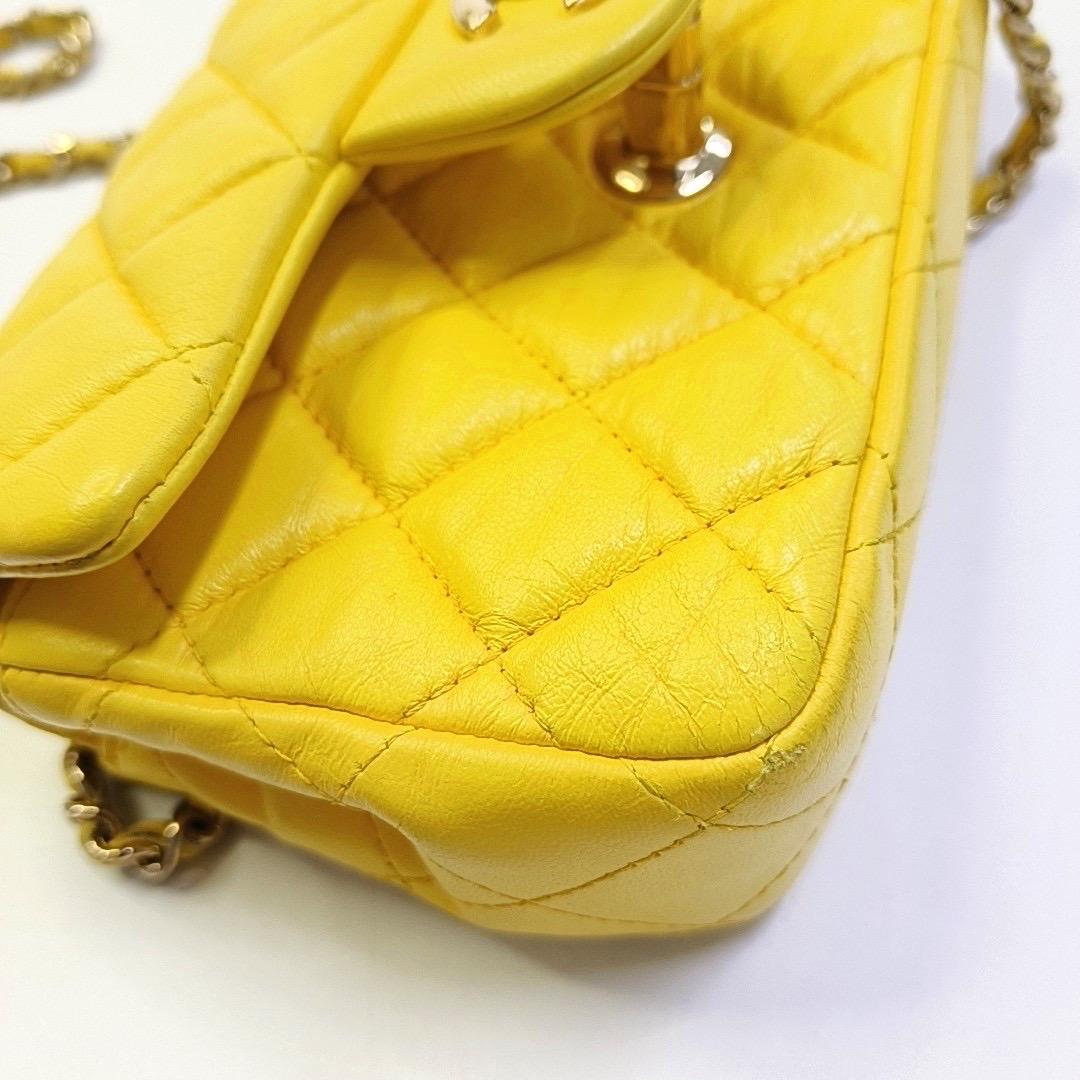 Chanel Classic Flap Extra Super Mini Yellow Lambskin Gold Hardware, 2011 6