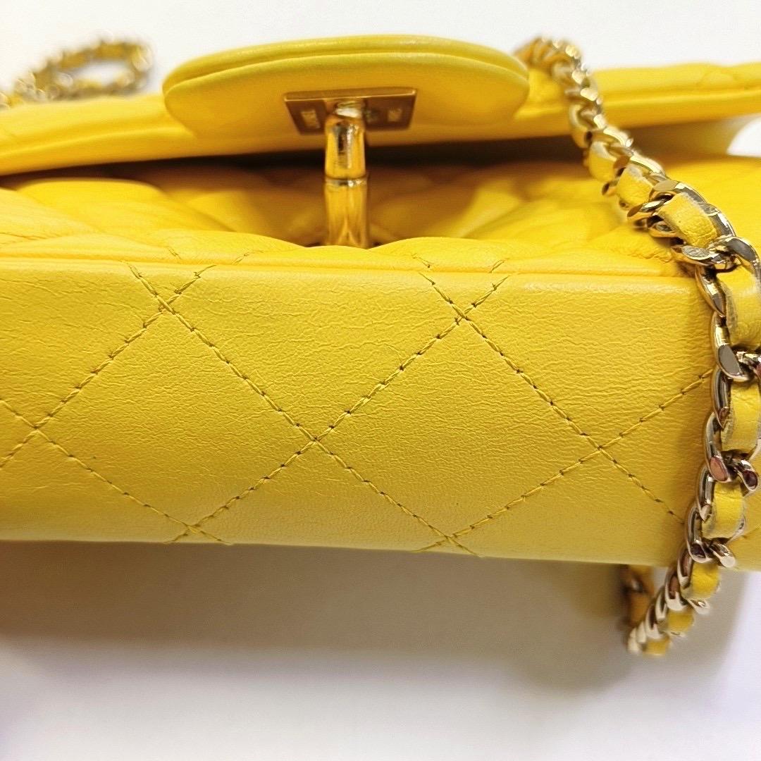 Chanel Classic Flap Extra Super Mini Yellow Lambskin Gold Hardware, 2011 7
