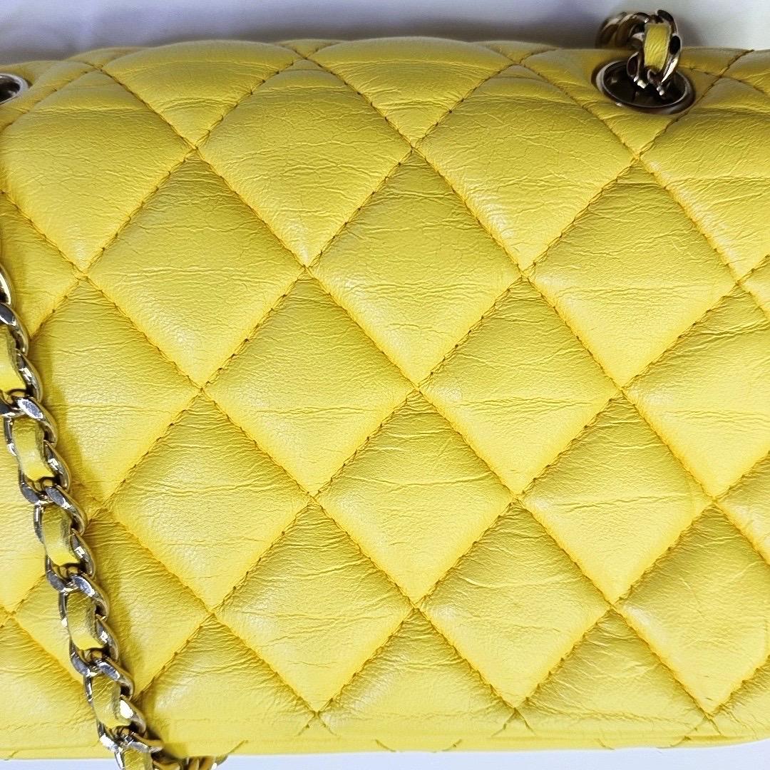 Chanel Classic Flap Extra Super Mini Yellow Lambskin Gold Hardware, 2011 9